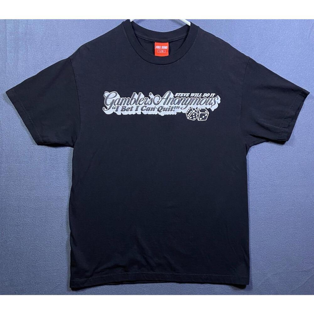 Full Send Shirt Men's Large Black Slim Gamblers Anonymous Dice Steve Will Do It